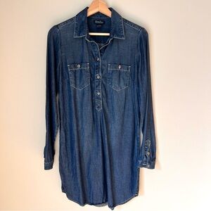 Lucky Brand Dark Blue Denim Shirt Dress Size Small